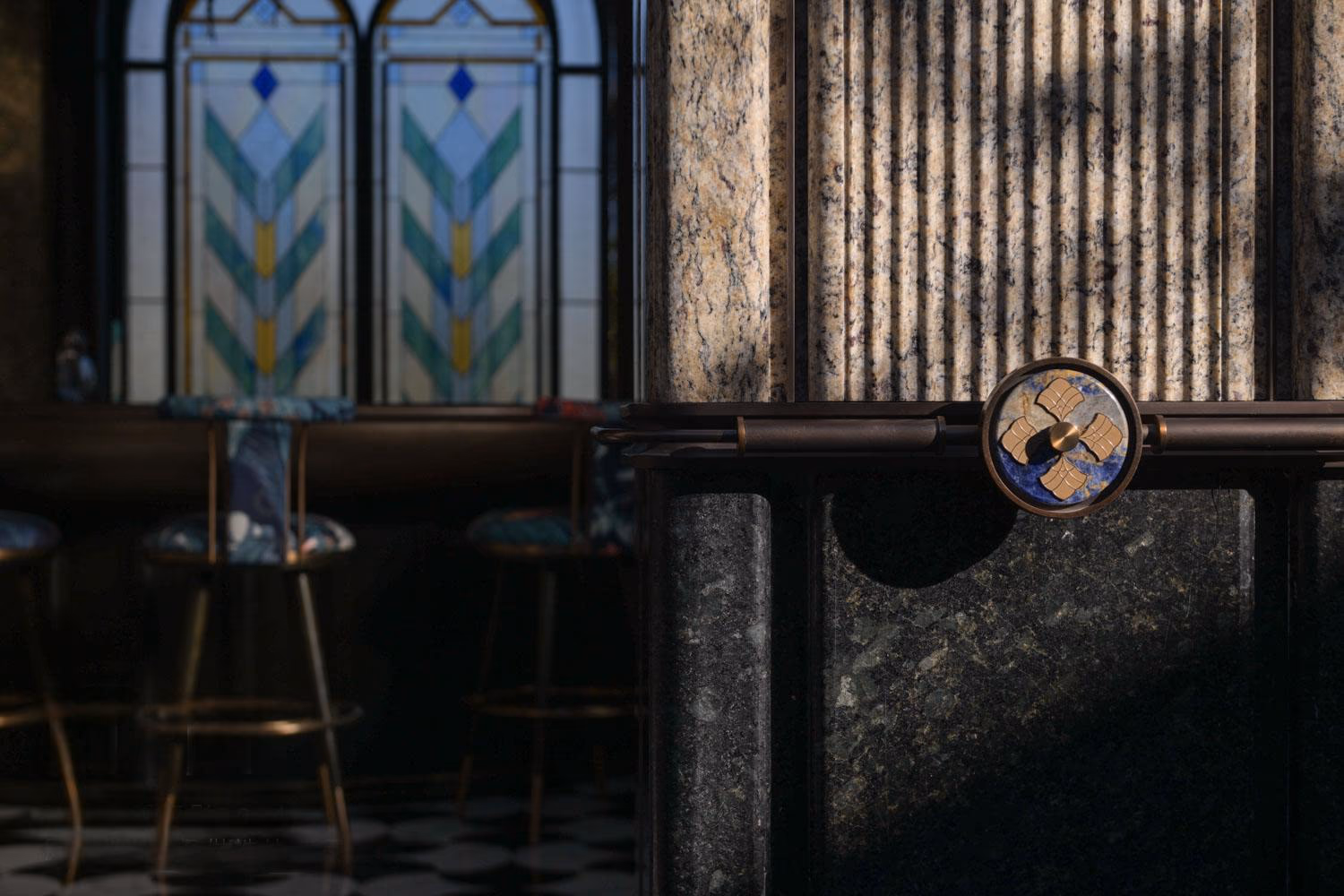 Featured commission — stained-glass mural installed at Shanghai Jianfa Haiyue